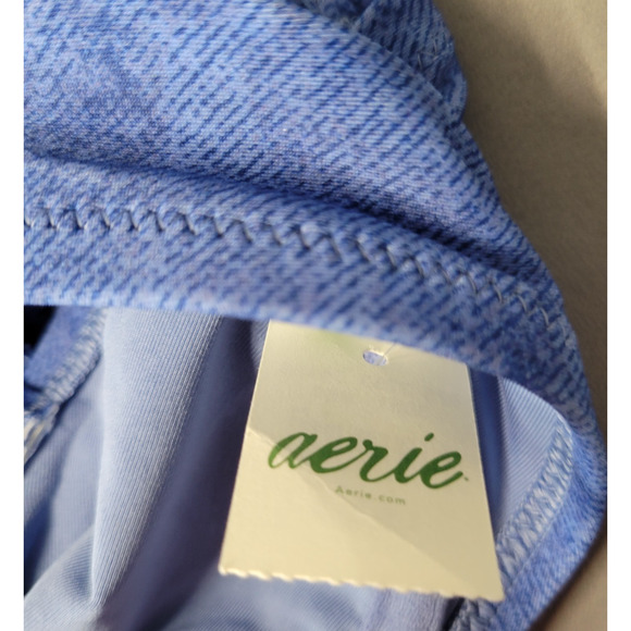 Aerie Underwire Bikini Top Womens 34D Blue Denim Print Unlined New - Picture 2 of 14
